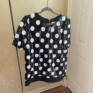 Sequin Polka Dot Top Black & White Cocktail Attire